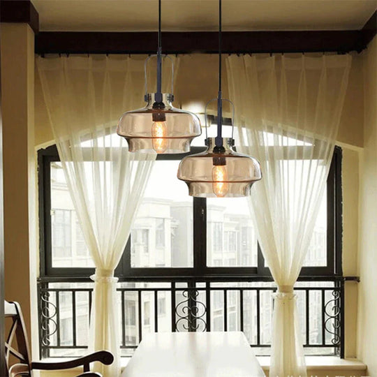 Modern Minimalist Industrial Deco Glass Pendant Lamp Suspension Lighting E27 Led Fixture Bedroom