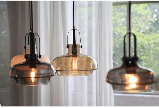 Modern Minimalist Industrial Deco Glass Pendant Lamp Suspension Lighting E27 Led Fixture Bedroom