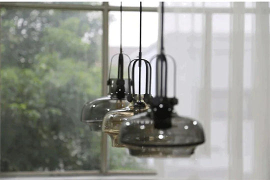 Modern Minimalist Industrial Deco Glass Pendant Lamp Suspension Lighting E27 Led Fixture Bedroom