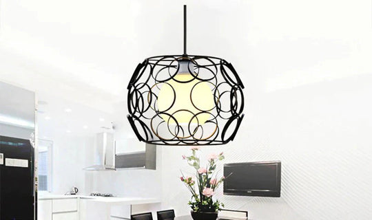 Modern Iron Painted Minimalist Corrugated Lampshade Pendant Lamp E27 Led Light For Living Room