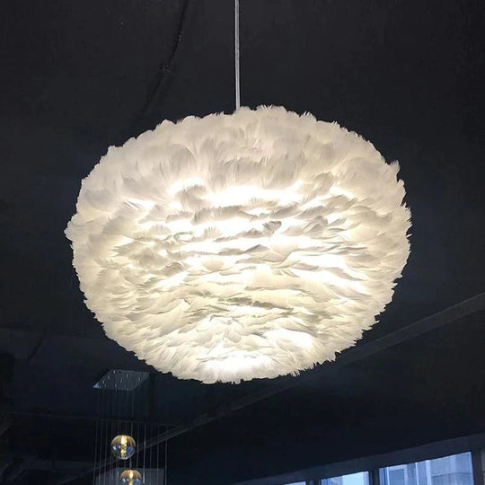 Loft Modern White Nature Goose Feather Pendant Lights Romantic E27 Led Lamps For Home Restaurant