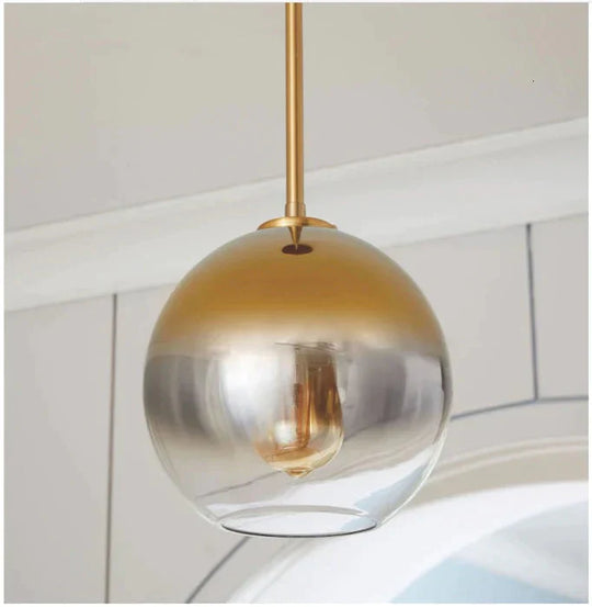1Pc Modern E27 Led Nordic Pendant - Gradient Glass Globe Ball Home & Shop