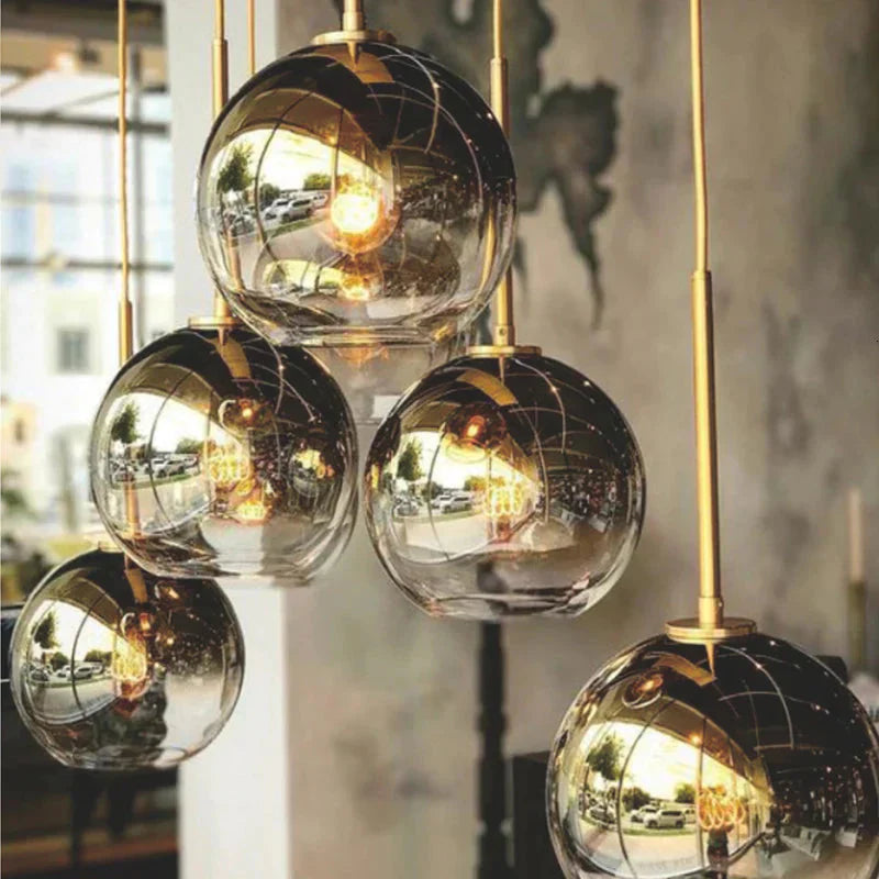 1Pc Modern E27 Led Nordic Pendant - Gradient Glass Globe Ball Home & Shop