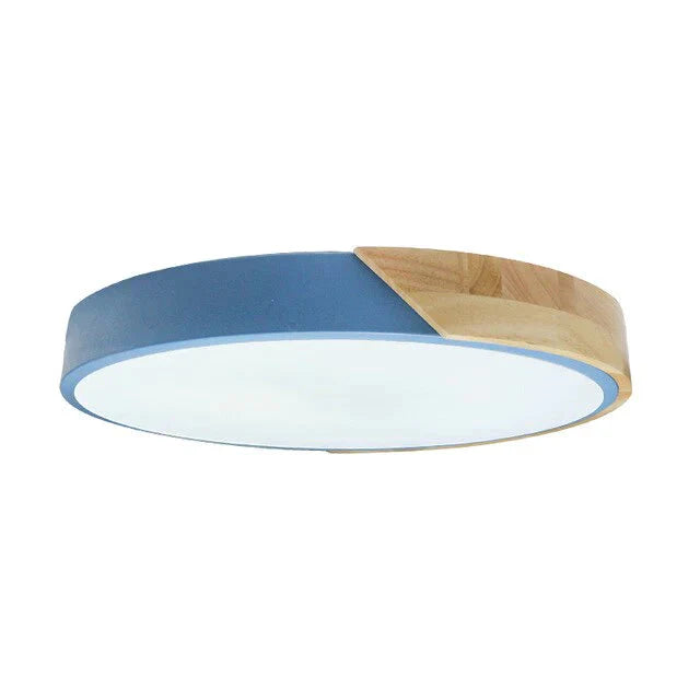 Led Discolor Ceiling Lamp Acrylic Wooden Round Multicolor 18W Surface Mounted Lighting Fixtures