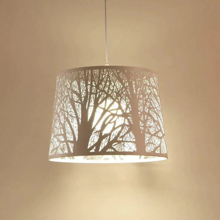 Iron Pendant Lamp White Printed Carving Tree Europ Restaurant Dining Living Room Droplights Bar