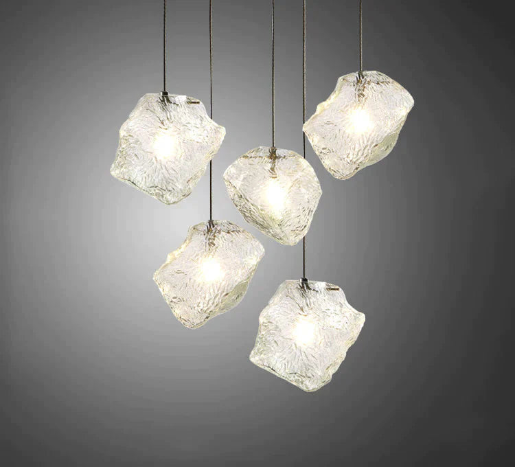 Ice Cube Stone Pendant Light Ripple Glass Lamp Bar Counter E27 Nordic Hanging Kitchen Fixture