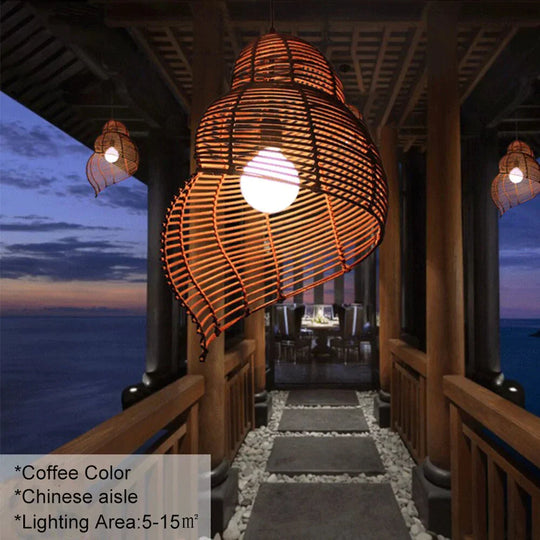 Southeast Asia Creative Pendant Lamp Sea Snail Shape E27 Wicker Shades Led Lights For Study Parlor