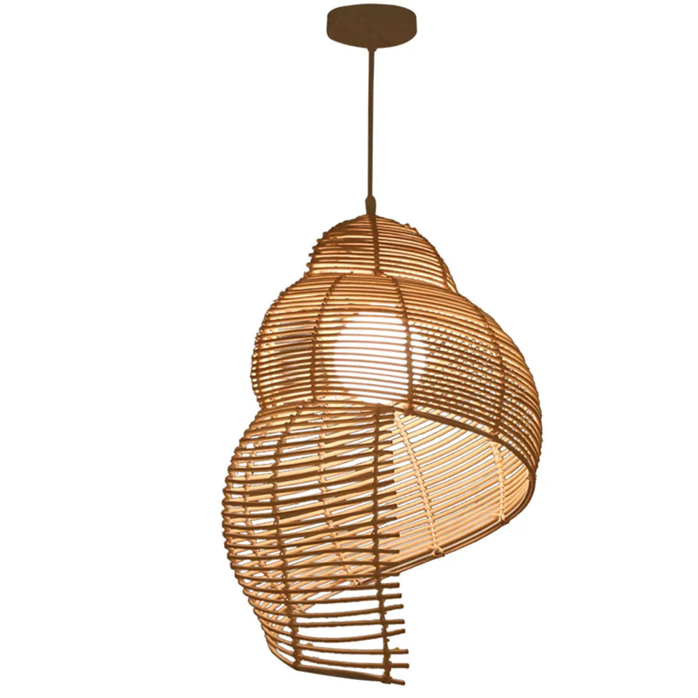 Southeast Asia Creative Pendant Lamp Sea Snail Shape E27 Wicker Shades Led Lights For Study Parlor