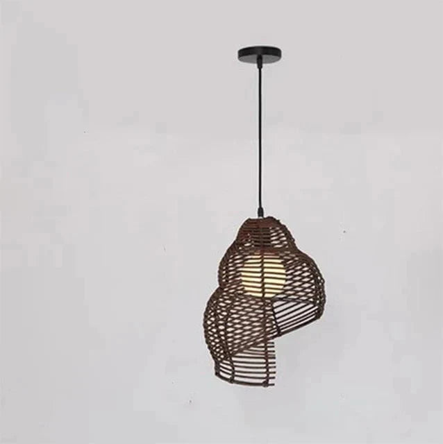 Southeast Asia Creative Pendant Lamp Sea Snail Shape E27 Wicker Shades Led Lights For Study Parlor