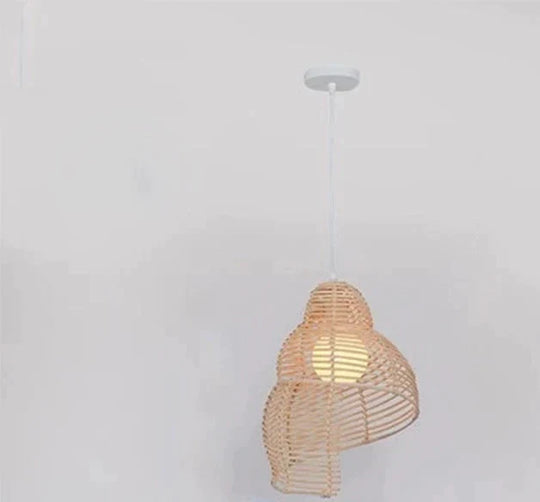 Southeast Asia Creative Pendant Lamp Sea Snail Shape E27 Wicker Shades Led Lights For Study Parlor