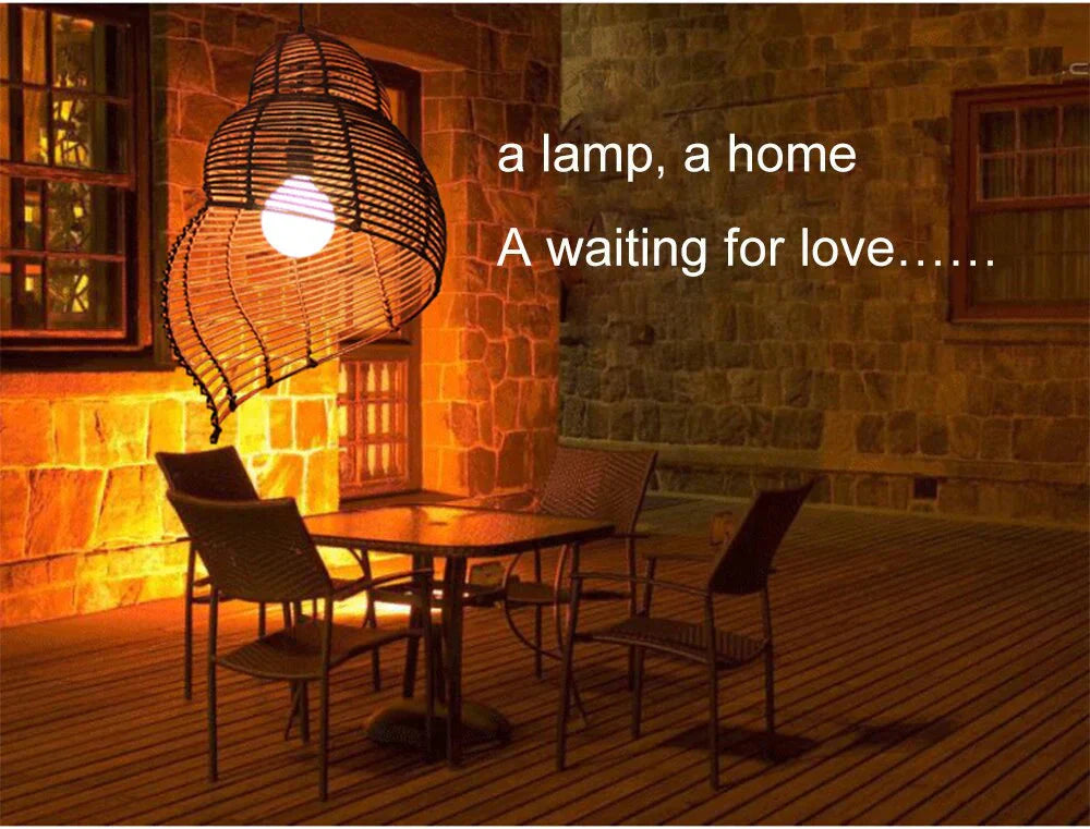 Southeast Asia Creative Pendant Lamp Sea Snail Shape E27 Wicker Shades Led Lights For Study Parlor