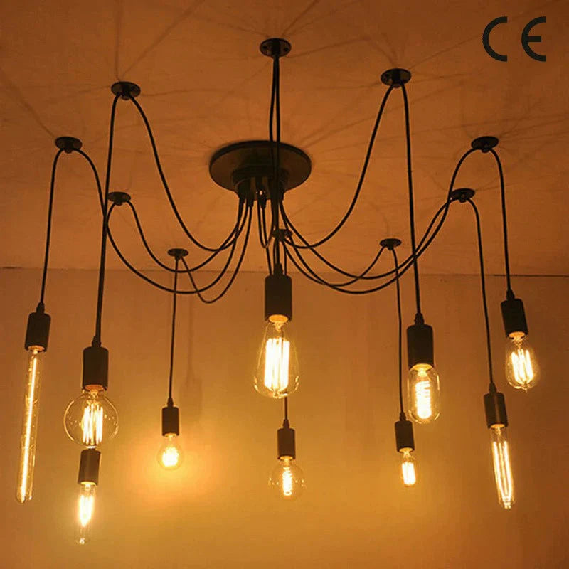 Modern Big Spider Industrial Black Vintage Pendant Lamp Loft Led 14 Heads E27 Hanging Lights For