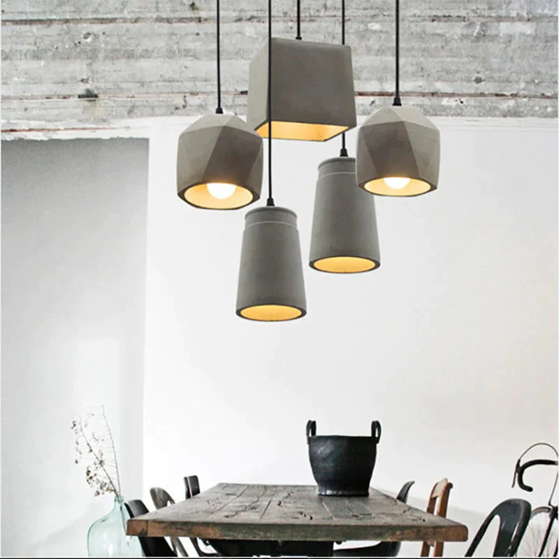 Vintage 5 Styles Cement Hanging Pendant Lamp E27 Led Light With Switch Lighting Fixture For Living