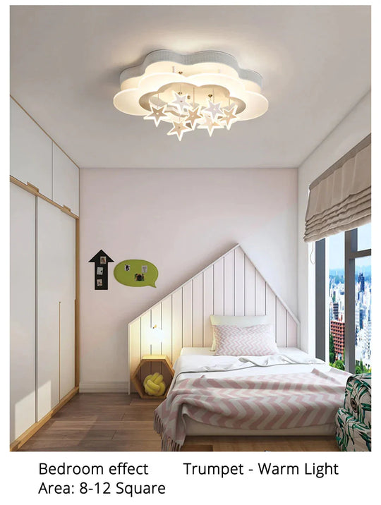 White Stars Led Celling Lights For Child Room Bedroom New Acrylic Moon Star Iron Body Modern Remote