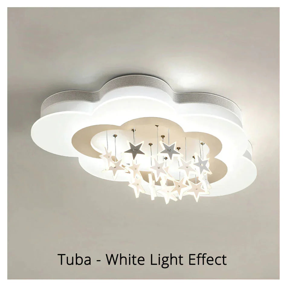 White Stars Led Celling Lights For Child Room Bedroom New Acrylic Moon Star Iron Body Modern Remote