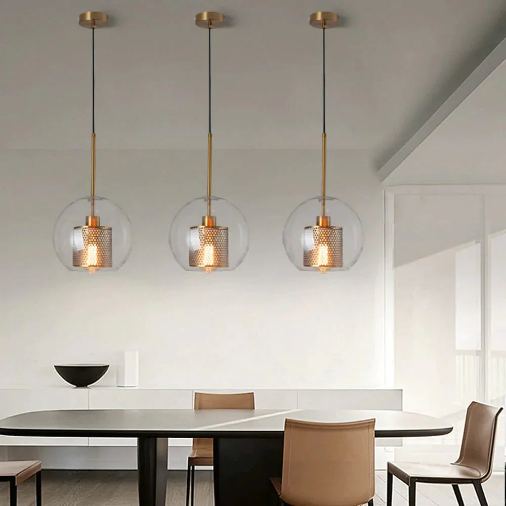 Loft Modern Pendant Light Glass Ball Hanging Lamp Kitchen Fixture Dining Hanglamp Living Room