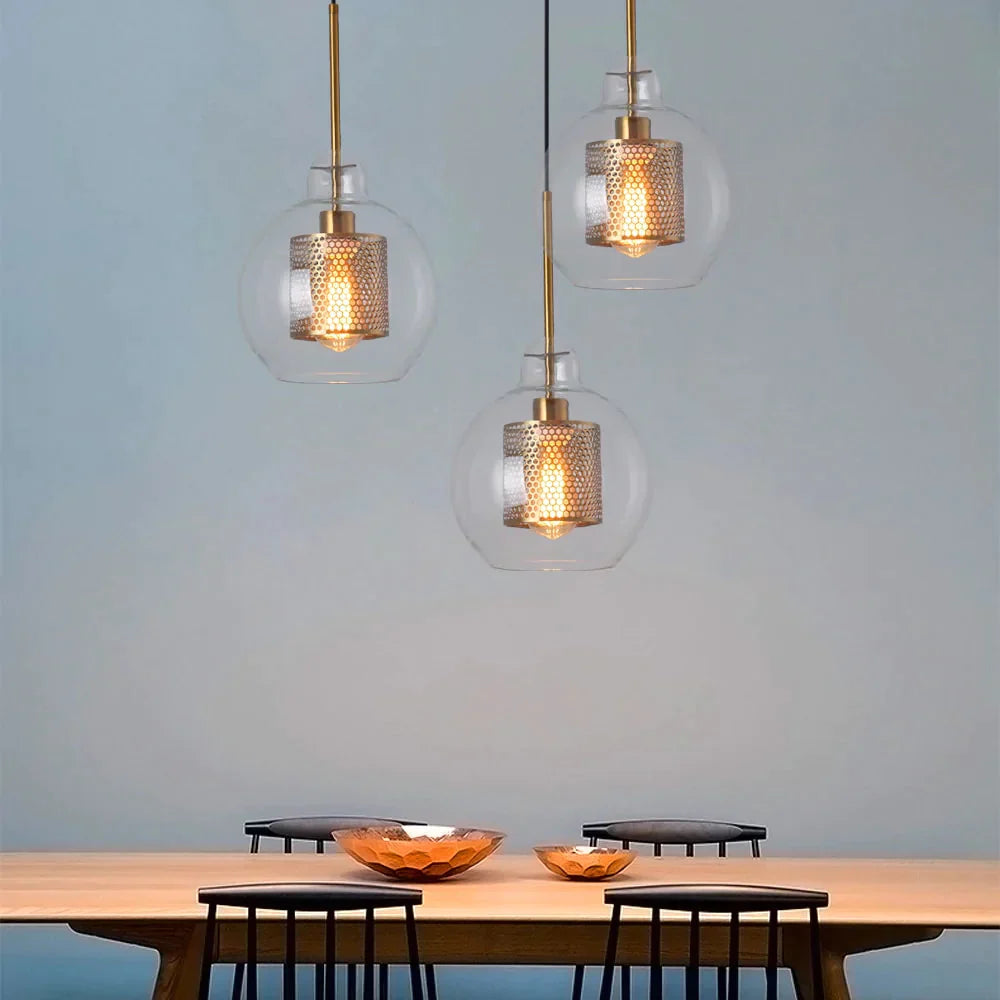 Loft Modern Pendant Light Glass Ball Hanging Lamp Kitchen Fixture Dining Hanglamp Living Room