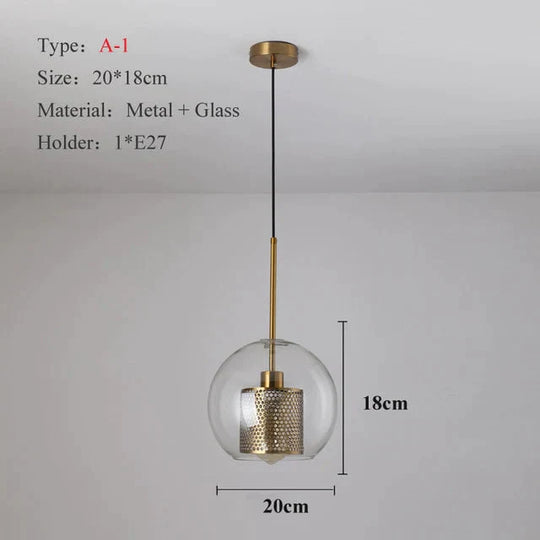 Loft Modern Pendant Light Glass Ball Hanging Lamp Kitchen Fixture Dining Hanglamp Living Room