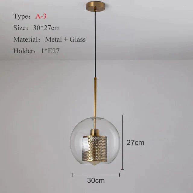 Loft Modern Pendant Light Glass Ball Hanging Lamp Kitchen Fixture Dining Hanglamp Living Room