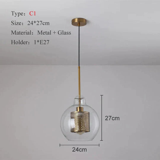 Loft Modern Pendant Light Glass Ball Hanging Lamp Kitchen Fixture Dining Hanglamp Living Room