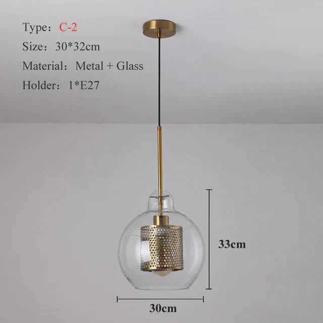 Loft Modern Pendant Light Glass Ball Hanging Lamp Kitchen Fixture Dining Hanglamp Living Room