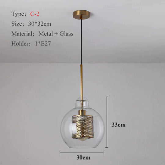 Loft Modern Pendant Light Glass Ball Hanging Lamp Kitchen Fixture Dining Hanglamp Living Room