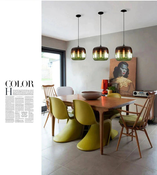 Modern Nordic Art Deco Colorful Hanging Glass Pendant Lamp Lights Fixtures E27 Led For Kitchen