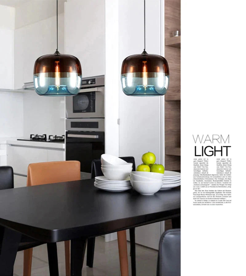 Modern Nordic Art Deco Colorful Hanging Glass Pendant Lamp Lights Fixtures E27 Led For Kitchen