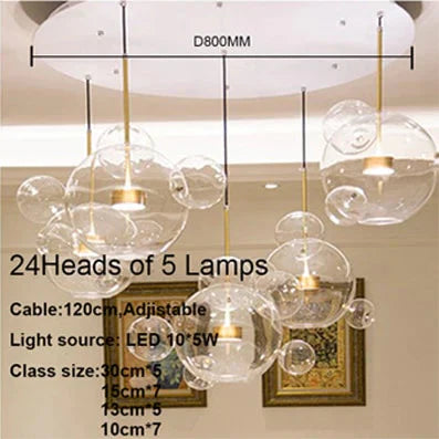 Clear Glass Ball Living Room Chandeliers Art Deco Bubble Lamp Shades Chandelier Modern Indoor