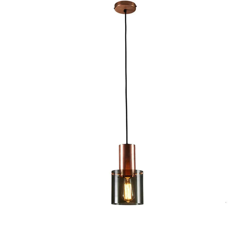 Modern Personality E14 Led Single Head Pendant Lamps Smoke Gray Glass Kitchen Bedroom Bedside Study