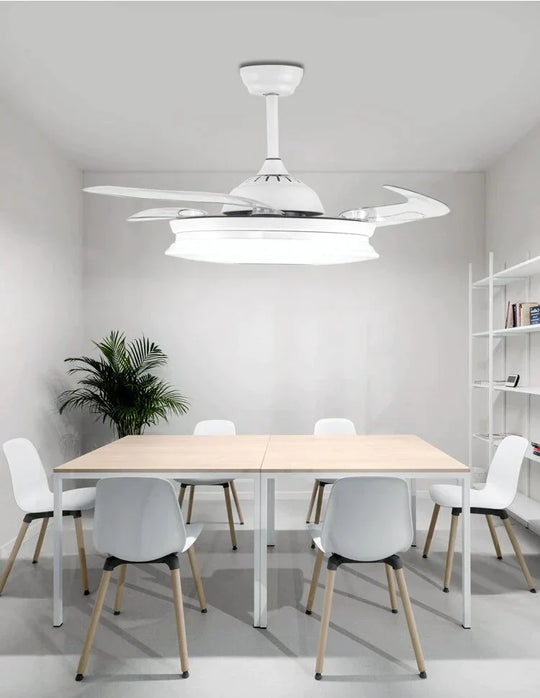 Modern Led Pendant Fan Light Remote Control Bedroom Living Room Dining Bluetooth Speaker App