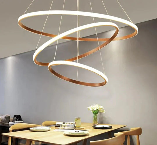 Modern Led Pendant Lights Hang Lamp Living Room Foyer White Coffee Black External Illumination Ring