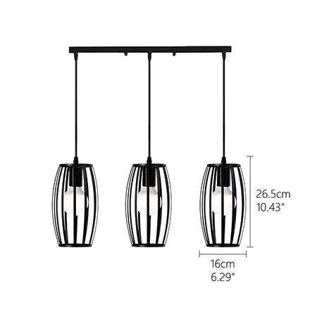 Vintage 3 Head Combination Black Wrought Iron Pendant Lamp E27 Light For Kitchen Living Room