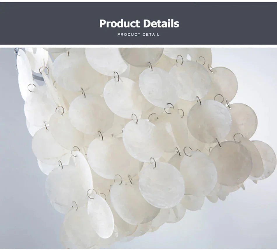 Diy Modern White Natural Seashell Pendant Lamps E14 Led Shell Lighting For Dining Room Living