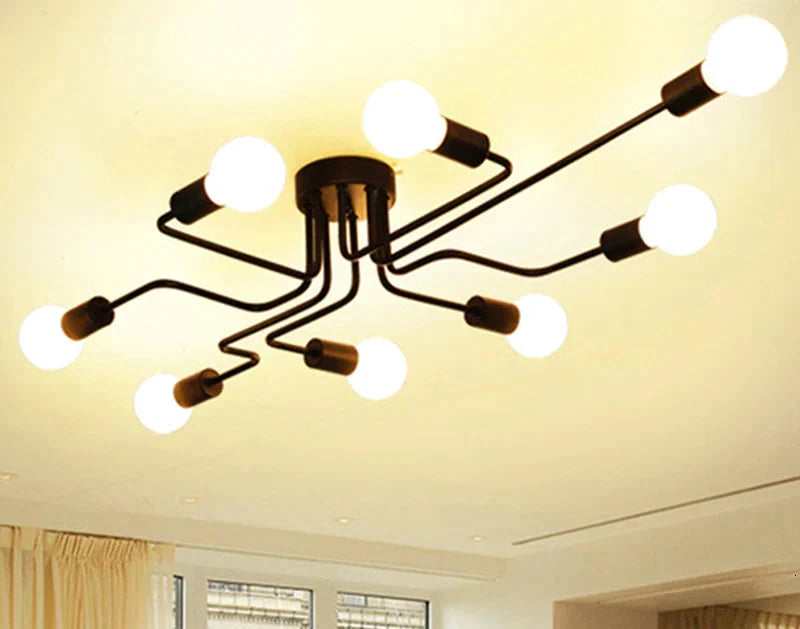 Modern Europe Creative Simple Iron Industrial Ceiling Lamp Led E27 Light For Bedroom Living Room