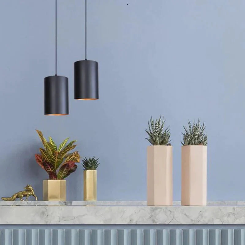 Modern Black Aluminum Pendant Light Led E27 Nordic Industrail Hanging Lamp For Living Room