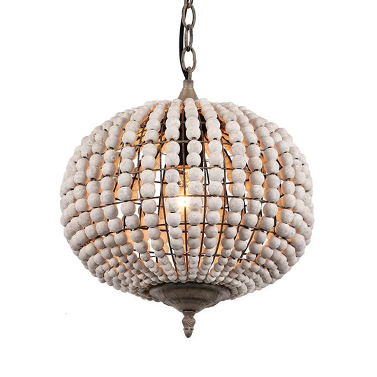 Europe Loft Vintage Country Ball Wooden Bead Pendant Lights E27 Led Hanging Lamp Modern For Living