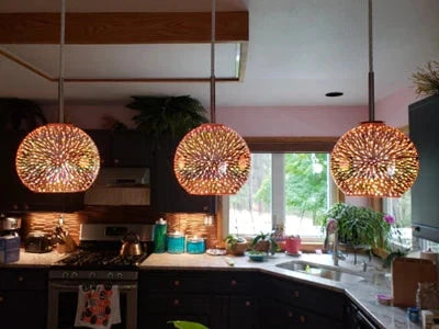 Led Pendant Lights Mirror Glass Ball Firework Lampshade Lamp For Staircase Loft Restaurant Bar