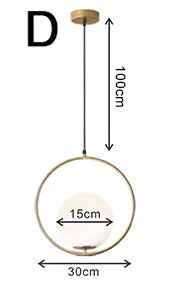 Nordic Glass Ball Pendant Lights Vintage Hoop Gold Modern Led Hanging Lamp For Living Room Home