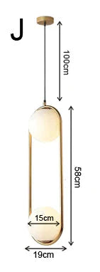 Nordic Glass Ball Pendant Lights Vintage Hoop Gold Modern Led Hanging Lamp For Living Room Home