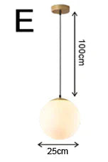 Nordic Glass Ball Pendant Lights Vintage Hoop Gold Modern Led Hanging Lamp For Living Room Home