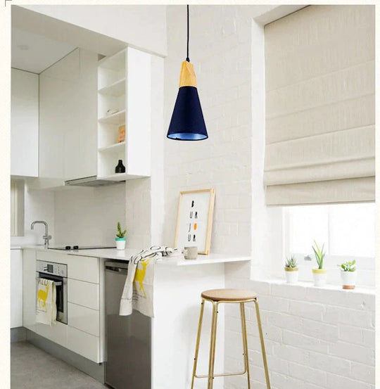 Modern Lights Pendant Natural Wooden Lamp Lighting Fixture For Cafe Bar Living Room Kitchen Island