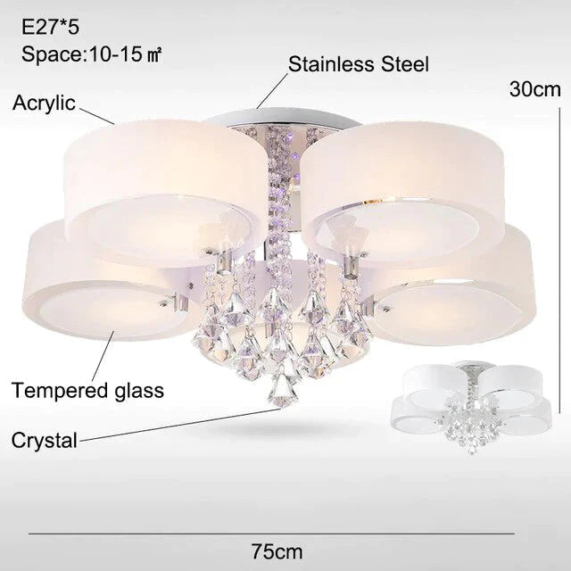 Modern Crystal Ceiling Lights Living Fashionable Design Light Dining Changeable Led Lamp Bedroom