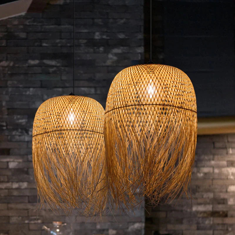 Chinese Bamboo Pendant Lights Led Hang Lamps For Home Luminaire Design Japanese Loft Hanging Lustre