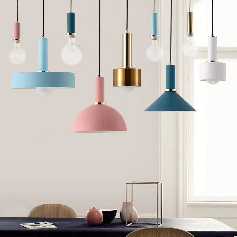 Nordic Macarons Pendant Lights E27 Led Modern Creative Hanging Lamp Design Diy For Bedroom Living