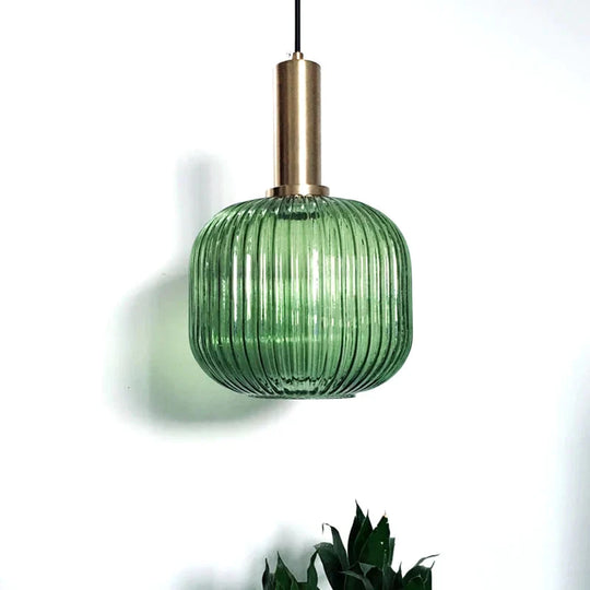 Novelty Stripe Glass Hanging Lights E27 Led 6 Color Lamp Holder Pendant For Kitchen Living Room