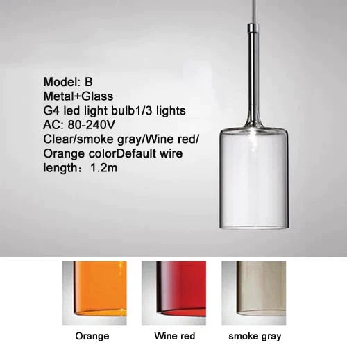 Modern Colorful Single Head/Three Heads Glass Pendant Lights G4 Led Lliving Room Bedroom Restaurant