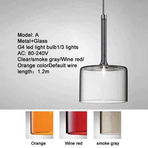 Modern Colorful Single Head/Three Heads Glass Pendant Lights G4 Led Lliving Room Bedroom Restaurant