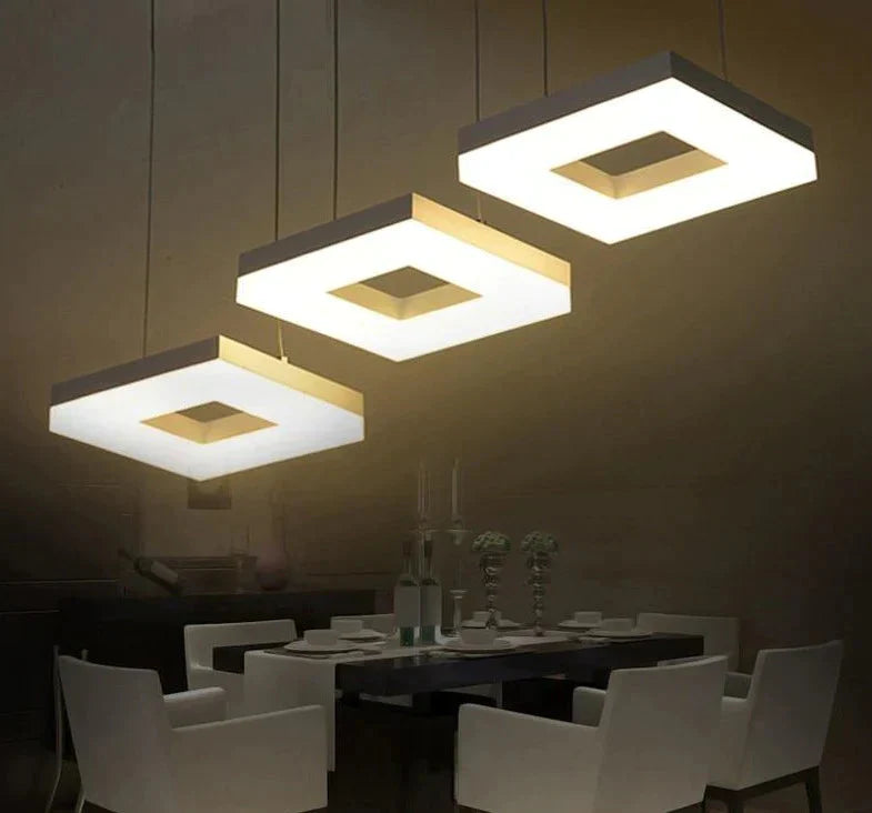 Modern Led Pendant Lights For Dining Room Living Acrylic Aluminum Rectangle Lamp Fixtures