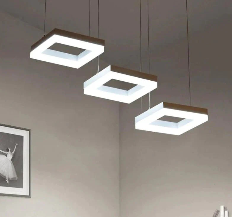 Modern Led Pendant Lights For Dining Room Living Acrylic Aluminum Rectangle Lamp Fixtures